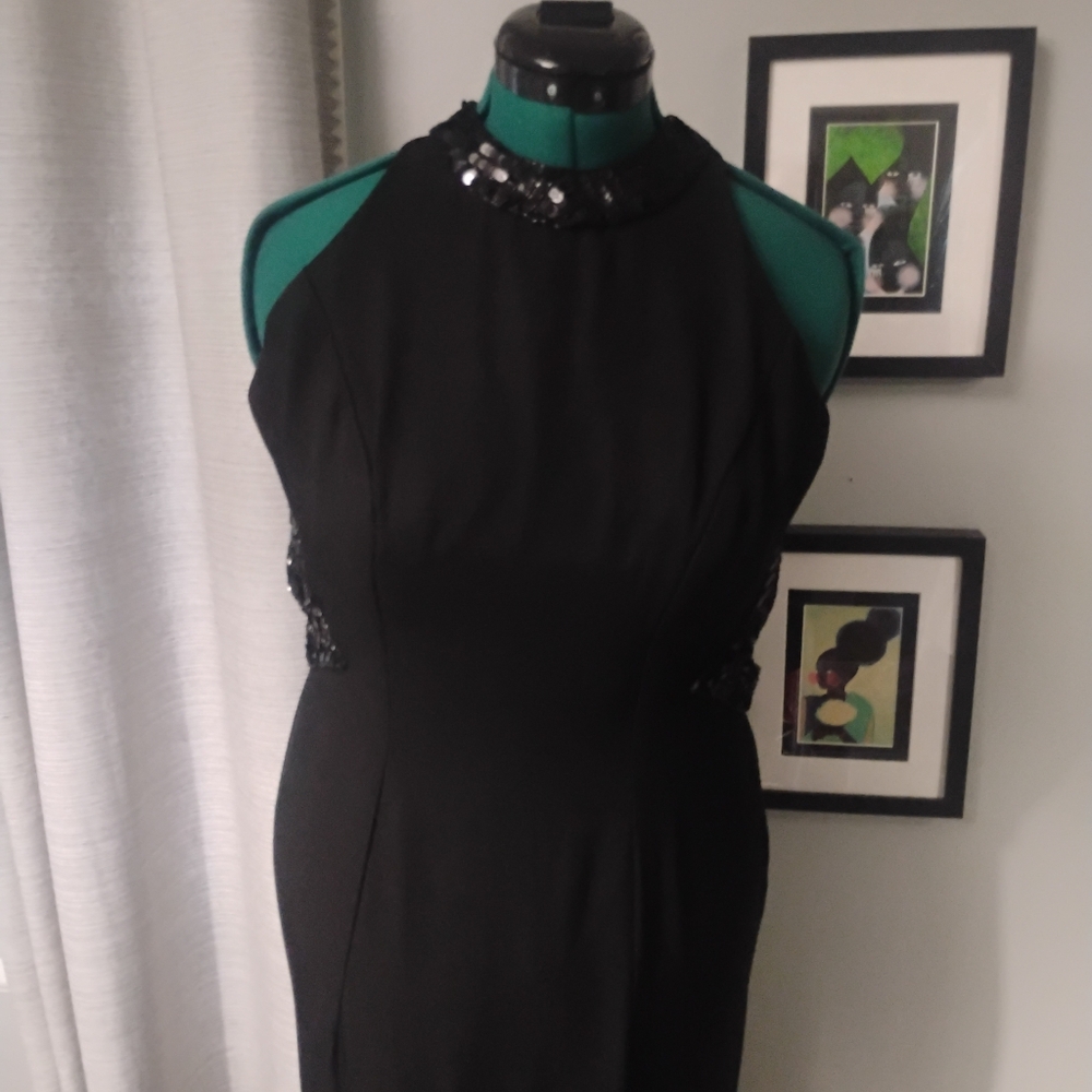 Dave & Johnny Sequin Accent Open Back Black Formal Dress Sz 7 8 - Picture 11 of 14